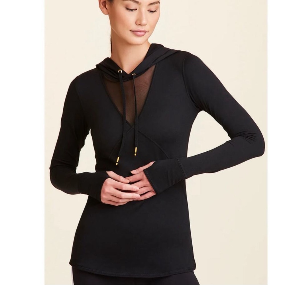 Alala Flyweight black long sleeve mesh hooded top